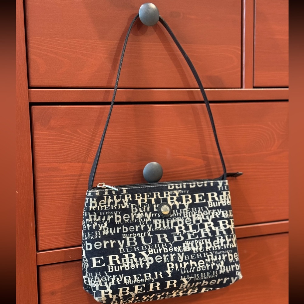 Burberry Blue and White Logo Shoulder Bag